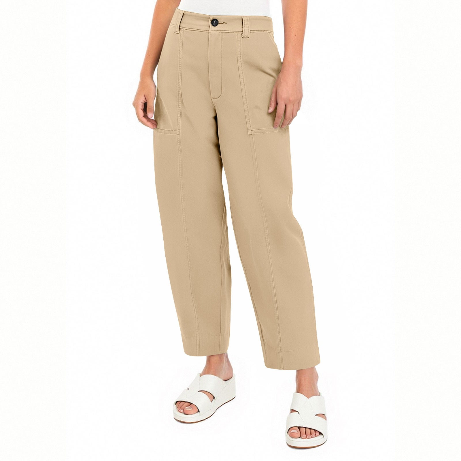 ClodeEU Women's Casual Pants Pants, Basic Solid Color Pants, Buttoned ...