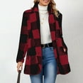 thumbnail image 1 of ClodeEU Women's Check Pattern Flannel Wool Coat With Pockets, Long Sleeves Lapel Buttons Jacket Red,Womens Plus S, 1 of 8