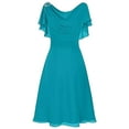 thumbnail image 1 of ClodeEU Women's Chiffon A Line Wedding Gown with Ruffle Shoulder ,Elegant Cocktail Party Bridesmaid Dress Blue,Womens Plus M, 1 of 3