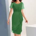 thumbnail image 1 of ClodeEU Women's Chiffon Short Sleeve Round Neck Dress,Fitted Waist Evening Gown Green,Womens Plus XL, 1 of 6