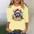 thumbnail image 1 of ClodeEU Women's Christmas Print Sweatshires,t Round Neck 3/4 Sleeve Blouse,Tunic Shirts Tops Yellow,Womens Plus S, 1 of 4