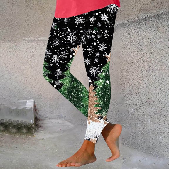 ClodeEU Women's Christmas Printed Leggings,High Waisted Shiny Leggings Pant,Trendy Legging Multicolor 14,Womens Plus XXL