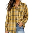 thumbnail image 1 of ClodeEU Women's Collared Button Down Long Sleeve Plaid Shirt,Casual Shacket with Chest Pocket ,Women's Plus L, 1 of 6