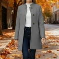 thumbnail image 1 of ClodeEU Women's Collarless Single Breasted Mid Long Pea Coats ,Long Sleeve Wool Blend Loose Coat Gray,Womens Plus M, 1 of 8