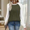 thumbnail image 1 of ClodeEU Women's Color Block Raglan Long Sleeve Shirts,Round Neck Tunic Casual Fashions Tee Army Green,Womens Plus S, 1 of 8