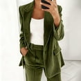 thumbnail image 1 of ClodeEU Women's Corduroy Blazers Jackets,Open Front Work Office Suit Jackets ,Long Sleeve Business Coat Army Green,Womens Plus XXL, 1 of 7