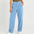 thumbnail image 1 of ClodeEU Women's Corduroy Elastic Waist Straight Leg Pants ,Casual Loose Trousers with Pockets ,Women's Plus M, 1 of 5