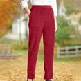 thumbnail image 1 of ClodeEU Women's Corduroy High Waisted Pants With Pockets,Elastic Waist Straight Leg Casual Pants Red,Womens Plus XXXL, 1 of 8
