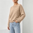 thumbnail image 1 of ClodeEU Women's Crew Neck Long Sleeve Bow Knit Sweater,Casual Loose Solid Color Pullover Tops ,Women's Plus M, 1 of 8