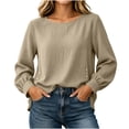 thumbnail image 1 of ClodeEU Women's Crew Neck Long Sleeve Side Button Split Tops,Casual Loose Solid Color Pullover Shirts ,Women's Plus M, 1 of 6