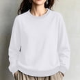 thumbnail image 1 of ClodeEU Women's Crew Neck Long Sleeve Sweatshirt,Casual Loose Fit Pullover Top White,Women's Plus XXL, 1 of 9