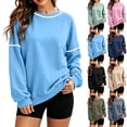 thumbnail image 1 of ClodeEU Women's Crew Neck Long Sleeve Sweatshirt with Contrast Stitching ,Casual Loose Pullover Top ,Women's S-XXL, 1 of 9