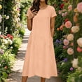 thumbnail image 1 of ClodeEU Women's Crew Neck Short Sleeve Midi Dress,Basic Casual Loose Midi Dresses with Pocket Orange,Womens Plus XL, 1 of 6