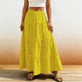 thumbnail image 1 of ClodeEU Women's Crochet Trim Elastic Waist Maxi Skirt ,Loose Fit Solid Color Casual Ankle Length Skirt Yellow,Womens Plus M, 1 of 8