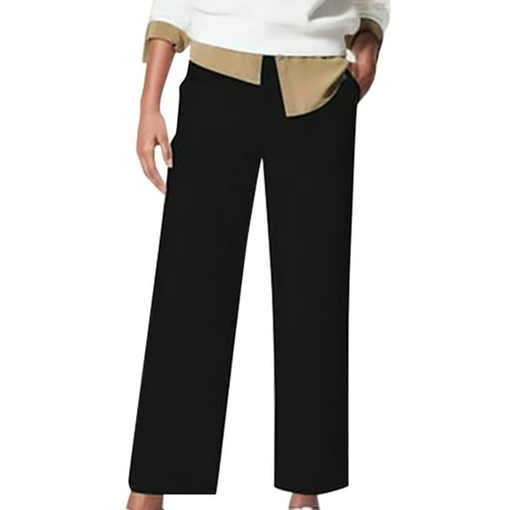 ClodeEU Women's Crop Wide Leg Jean Pants ,High Waisted Stretchy Comfort Fabric Capri Pants Black,Womens Plus L