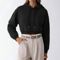 thumbnail image 1 of ClodeEU Women's Cropped Hoodie,Long Sleeve Pullover,Cut Off Hood Sweatshirt Black,Womens Plus S, 1 of 4