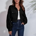 thumbnail image 1 of ClodeEU Women's Cropped Jackets, Button Down Jacket ,Casual Lightweight Fall Fashionr Trendy Clothes Black,Womens Plus S, 1 of 5