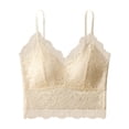 thumbnail image 1 of ClodeEU Women's Cropped Lace Trimmed Spaghetti Strap Tank Top with Built in Pads ,Versatile Camisole for Layering or Outerwear Beige,Womens Plus XL, 1 of 5