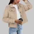 thumbnail image 1 of ClodeEU Women's Cropped Wool Blend Jacket,Long Sleeve Button Down Fall Light Jackets Khaki,Womens Plus L, 1 of 6