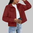 thumbnail image 1 of ClodeEU Women's Cropped Wool Blend Jacket,Long Sleeve Button Down Fall Light Jackets Wine,Womens Plus M, 1 of 6