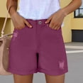 thumbnail image 1 of ClodeEU Women's Distressed Button Denim Shorts with Pockets ,Trendy Casual Jean Shorts Purple,Womens Plus XS, 1 of 8