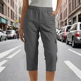 thumbnail image 1 of ClodeEU Women's Drawstring Cargo Capri Pants with Pockets,Casual Outdoor Hiking Cropped Trousers Gray,Womens Plus M, 1 of 6