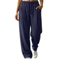 thumbnail image 1 of ClodeEU Women's Drawstring Elastic Waist Jogger Pants,Casual Loose Solid Color Pant With Pockets ,Women's Plus L, 1 of 5