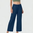 thumbnail image 1 of ClodeEU Women's Drawstring Elastic Waist Pants with Pockets,Casual Long Trousers with Pockets Navy,Womens Plus XL, 1 of 7