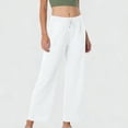 thumbnail image 1 of ClodeEU Women's Drawstring Elastic Waist Pants with Pockets,Casual Long Trousers with Pockets White,Womens Plus L, 1 of 7