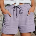 thumbnail image 1 of ClodeEU Women's Drawstring Elastic Waist Shorts with Pockets ,Casual Summer Short Purple,Womens Plus M, 1 of 5