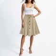 thumbnail image 1 of ClodeEU Women's Drawstring High Waist Button A Line Midi Skirt,Casual Flared Vintage Pleated Skirts Yellow,Womens Plus XXL, 1 of 6