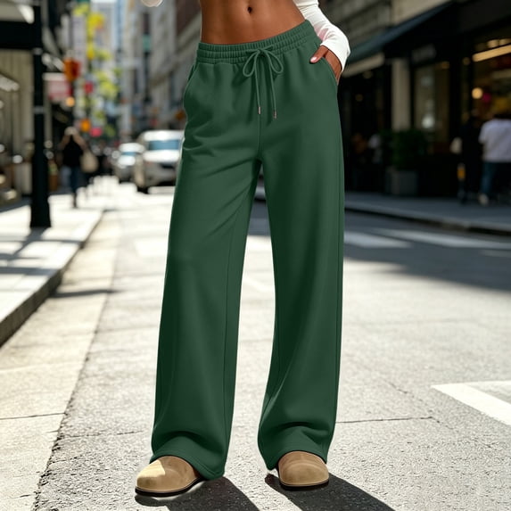 ClodeEU Women's Drawstring Wide Leg Sweatpants,Soft Casual Lounge Pants with Pockets ,Women's Plus L
