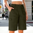 thumbnail image 1 of ClodeEU Women's Elastic Waist Drawstring Cargo Shorts,Loose Fit Shorts with Pockets Summer Outdoor Army Green,Women's Plus L, 1 of 7