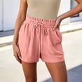 thumbnail image 1 of ClodeEU Women's Elastic Waist Drawstring Shorts,Summer Casual Comfy Loose Fit Cotton Linen Shorts with Pockets Pink,Women's Plus S, 1 of 8