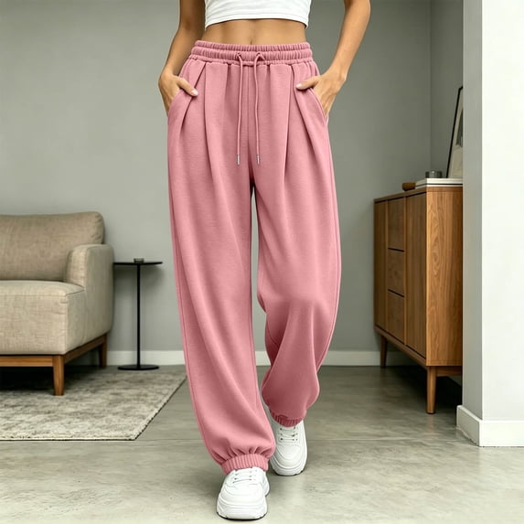 ClodeEU Women's Elastic Waist Jogger Sweatpants,Casual Loose Harem Pants with Pockets ,Women's Plus XXL