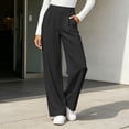 thumbnail image 1 of ClodeEU Women's Elastic Waist Straight Leg Dress Pants,Fashion Solid Color Trouse With Pockets ,Women's Plus L, 1 of 7