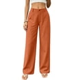 thumbnail image 1 of ClodeEU Women's Elastic Waist Straight Leg Pants With Pockets,Solid Color Casual Fashion Trousers ,Women's Plus S, 1 of 5