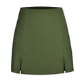 thumbnail image 1 of ClodeEU Women’s Elegant High Waisted Bodycon Mini Skirt with Shorts ,Casual Side Slit Skorts Army Green,Womens Plus L, 1 of 5