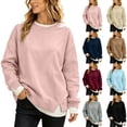 thumbnail image 1 of ClodeEU Women's Fake Two Piece Crewneck Long Sleeve Sweatshirt,Casual Loose Pullover Top ,Women's Plus XL, 1 of 9