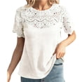 thumbnail image 1 of ClodeEU Women's Fashion Lace Panel Top ,Comfortable Raglan Sleeve Round Neck Tee White,Womens Plus XXL, 1 of 5