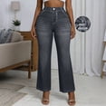 thumbnail image 1 of ClodeEU Women's Faux Denim High Stretch Flare Pants with Faux Pockets,Loose Fit Casual Leggings Gray,Womens Plus XL, 1 of 8