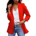 thumbnail image 1 of ClodeEU Women's Fit Blazer ,Slim Fit Solid Color Notch Lapel Long Sleeve Jacket Red,Womens Plus L, 1 of 7
