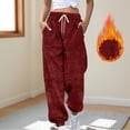 thumbnail image 1 of ClodeEU Women's Flannel Sweatpants With Pockets,Elastic Waist Pant With Drawstring ,Fashion Loose Warm Pant Wine,Womens Plus S, 1 of 5