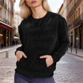 thumbnail image 1 of ClodeEU Women's Fleece Sweatshirts,Casual Fasjions Long Sleeve Crewneck Loose Fit Pullover with Pockets Black,Womens Plus M, 1 of 8