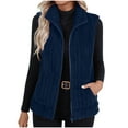 thumbnail image 1 of ClodeEU Women's Fleece Vest Outerwear , Lightweight Zip Jackets. Warm Soft Vests with Pockets Blue,Womens Plus M, 1 of 2