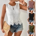 thumbnail image 1 of ClodeEU Women's Floral Lace Blouse ,Crew Neck Sleeveless Summer Tank Tops Pink,Womens Plus M, 1 of 7