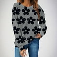 thumbnail image 1 of ClodeEU Women's Floral Print Long Sleeve Sweatshirts ,Casual Crew Neck Loose Going Out Pullover Tops Black,Womens Plus S, 1 of 6