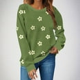 thumbnail image 1 of ClodeEU Women's Floral Print Long Sleeve Sweatshirts ,Casual Crew Neck Loose Going Out Pullover Tops Green,Womens Plus XL, 1 of 6