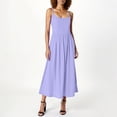 thumbnail image 1 of ClodeEU Women's French Vintage Fitted Spaghetti Strap Dress, Elegant Low Cut Flowy Midi Dress Purple,Womens Plus L, 1 of 6