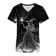 thumbnail image 1 of ClodeEU Women's Halloween Cartoon Graphic Tees ,Cat Print T Shirt ,V Neck Short Sleeve Casual Tops ,Women's Plus L, 1 of 4